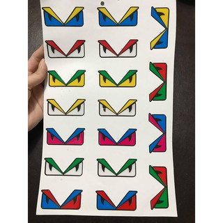 DDXM-V10-23 CẶP TEM NỔI ĐÔI MẮT FENDI LOẠI NHỎ, DECAL FENDI TRANG TRÍ XE, TEM DÁN XE MÁY, STICK NỔI