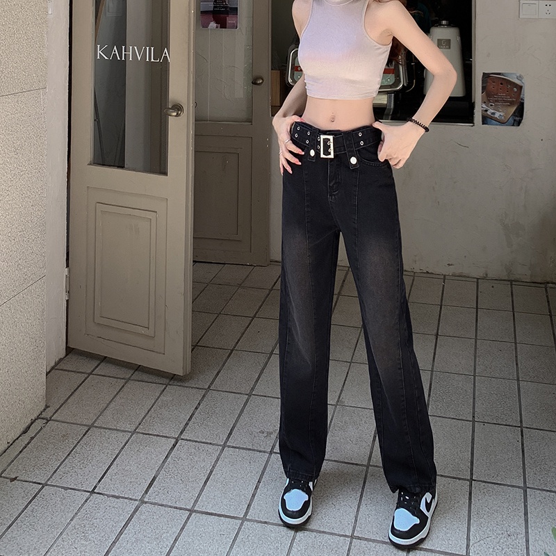 Quần jeans Nữ Dài Lưng Cao Ống Rộng Thời Trang Hàn Quốc