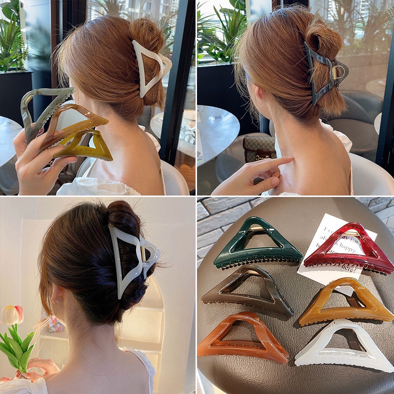 Kẹp Tóc Hình Tam Giác Cỡ Lớn Phong Cách Hàn Quốc Cho Nữ