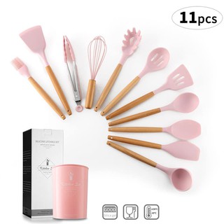 Set 11 dụng cụ bếp và làm bánh kèm đồ đựng, có 5 màu xinh lung linh