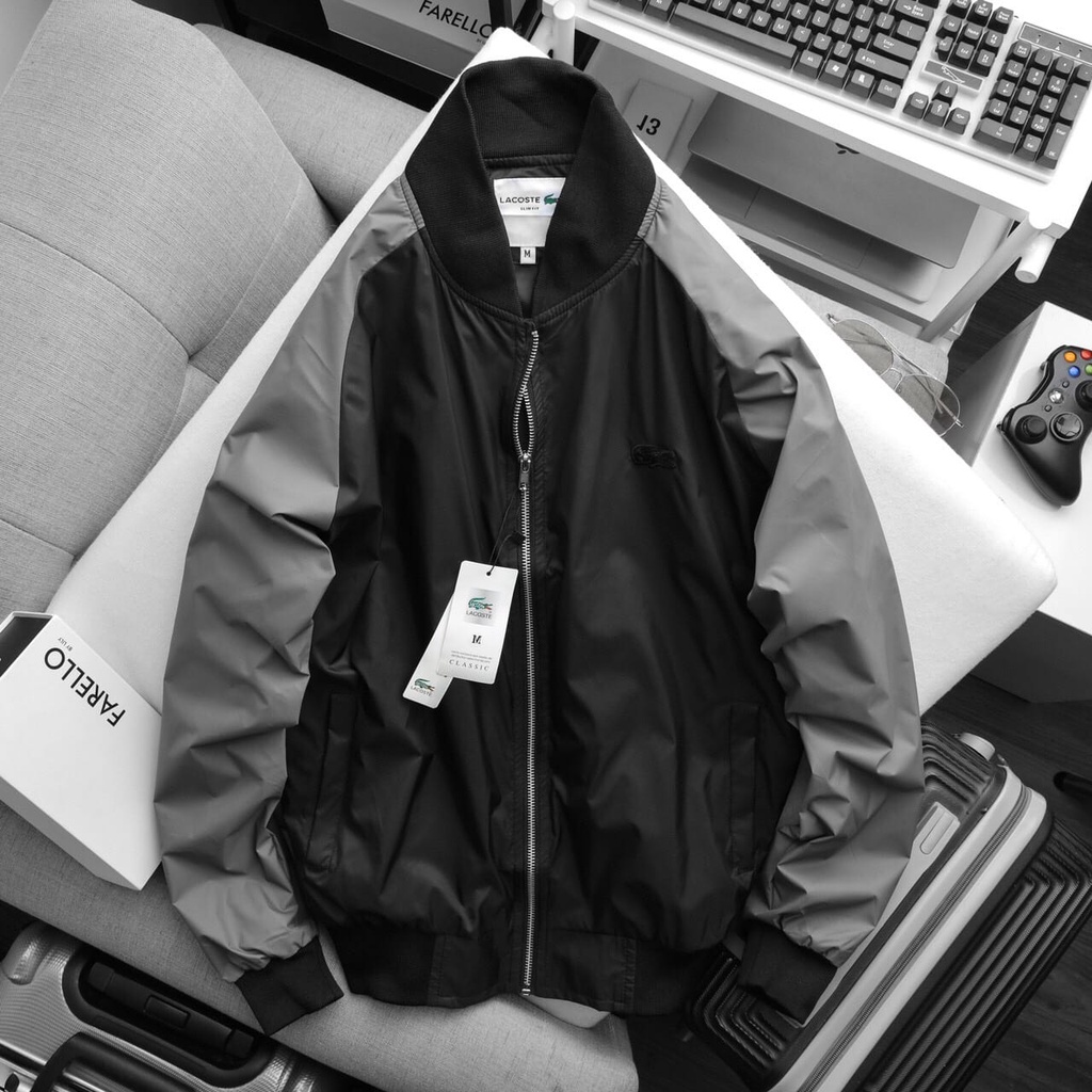 Áo khoác dù nam nữ bomber La co ste raglan form unisex