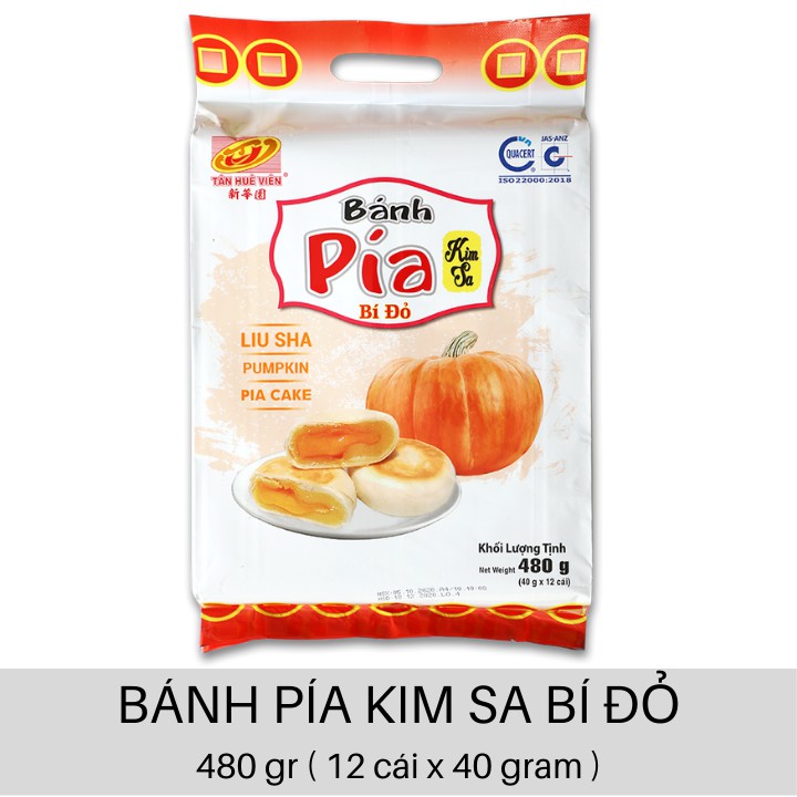 Bánh Pía Tân Huê Viên Kim Sa Bí Đỏ Túi 480gr