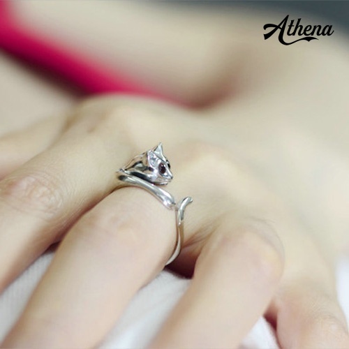 Nhẫn Hở Hình Mèo Đính Đá Dễ Thương Thời Trang Dành Cho Nữ