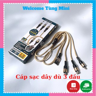 Dây Sạc Nhanh 3 Đầu WK-125 Cáp Sạc Dây Dù Chân Lightning/ Type C/ Micro Sạc Nhiều Thiết Bị Tùng Mini 02