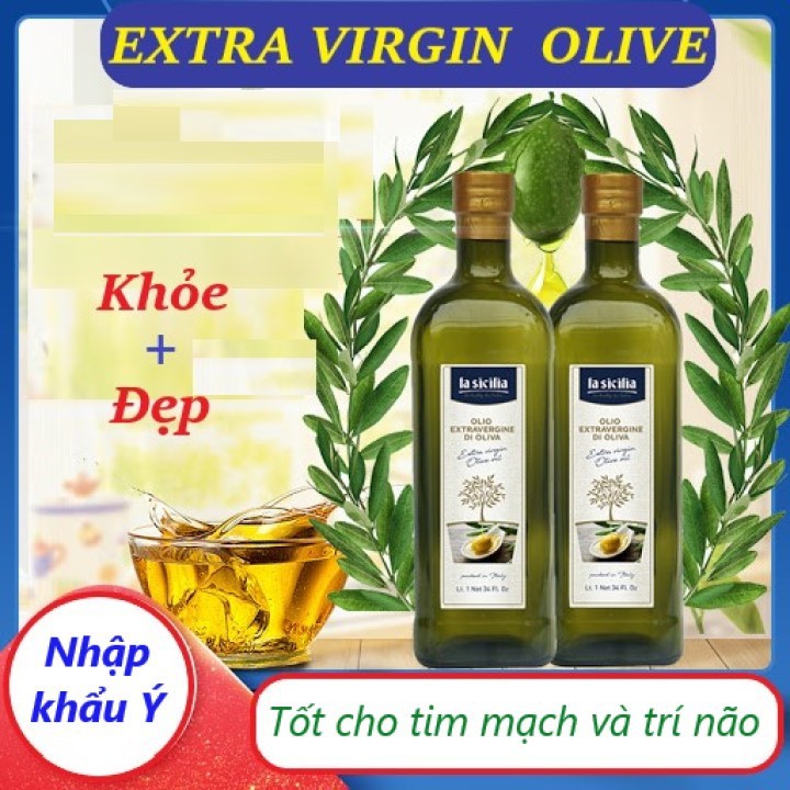 [COMBO 2 CHAI NHẬP KHẨU Ý] Dầu oliu nguyên chất, Olive Extra Virgin LaSicilia 500ml
