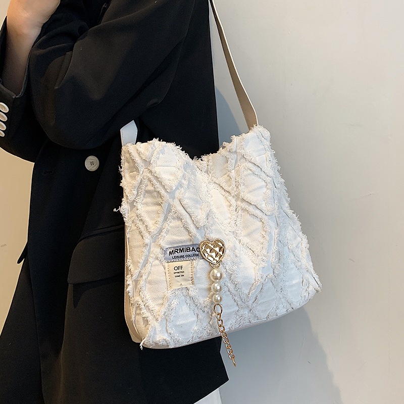 Túi Đeo Chéo Bằng polyester Đính Kim Cương Sức Chứa Lớn Màu Xanh Dương Cho Nữ