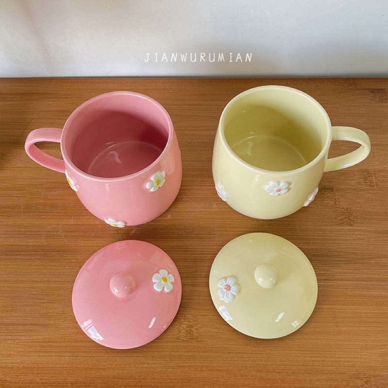 Cốc cà phê gốm sứ hoa phong cách hàn quốc #littlechick