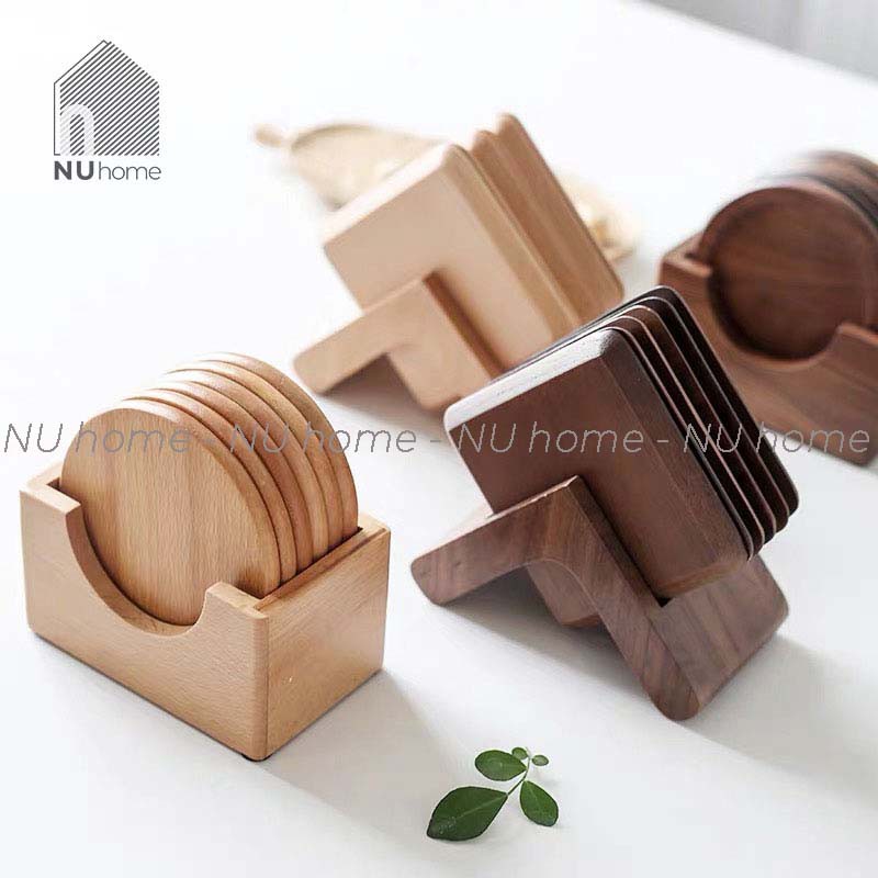 nuhome.vn | Đế lót ly bằng gỗ cao cấp đẹp mắt, được thiết kế sáng tạo mang phong cách nhật bản, bộ 6 đế lót gỗ tự nhiên