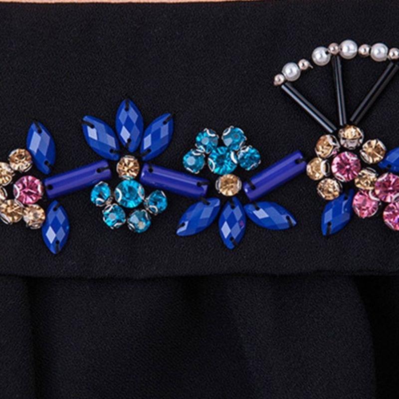 Cổ Áo Voan Giả Họa Tiết Hoa Đính Kim Cương Giả Nhiều Màu Sắc Có Thể Tháo Rời Trang Trí Cho Nữ