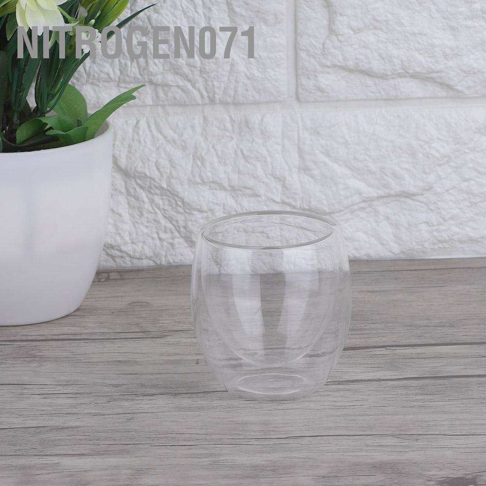 Nitrogen071  Cốc sinh tố 2 lớp thủy tinh chịu nhiệt cao cấp dáng bầu - Ly thủy tinh chịu nhiệt không chì phong cách Bắc Âu 80ML