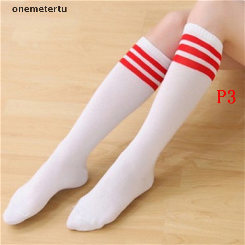 Vớ Cotton Cổ Cao 3 Đường Kẻ Sọc Màu Trơn Dành Cho Nữ