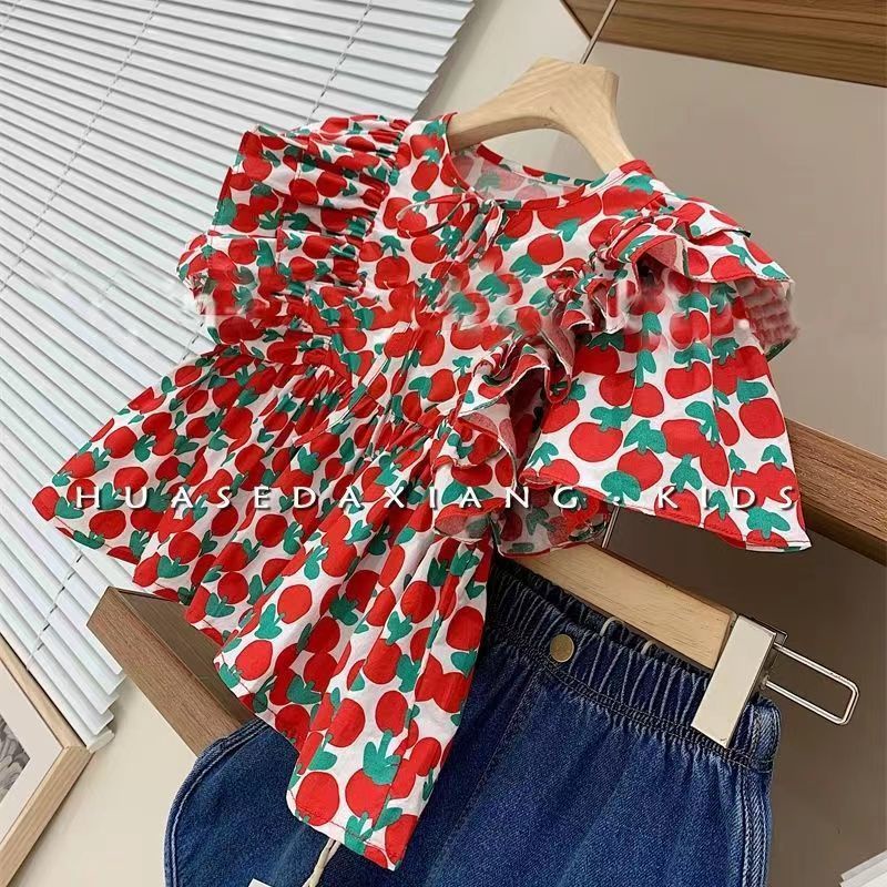 [Babycat] Hàng Có Sẵn Áo Sơ Mi Cotton Nguyên Chất Tay Bay Nhỏ Phong Cách Nhật Bản Hàn Quốc Mùa Hè Mới Cho Bé Gái