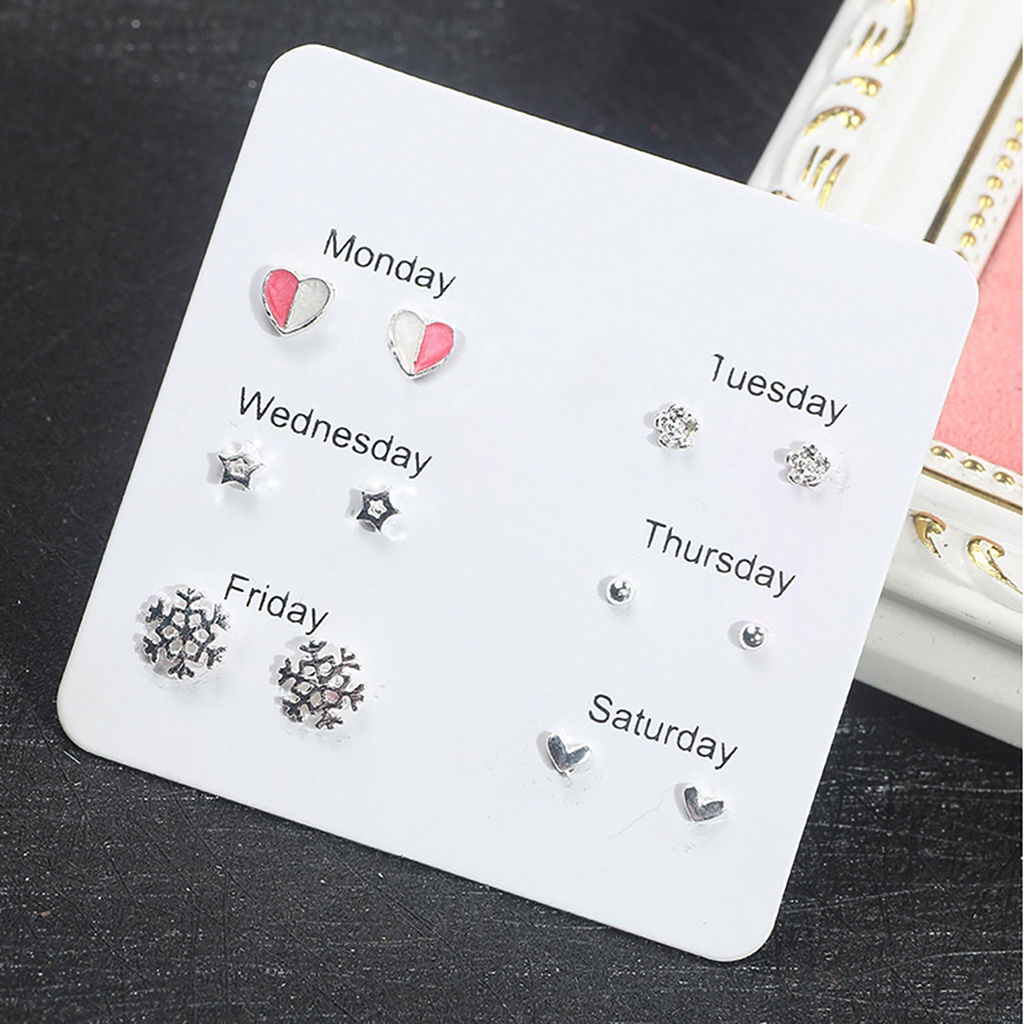 Bộ 6 Đôi Hoa Tai Hợp Kim Nhiều Kiểu Dáng