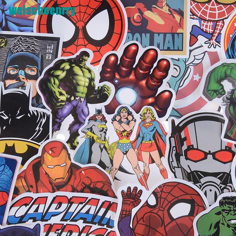 Set 50 Miếng Dán Trang Trí Hình Siêu Anh Hùng Marvel
