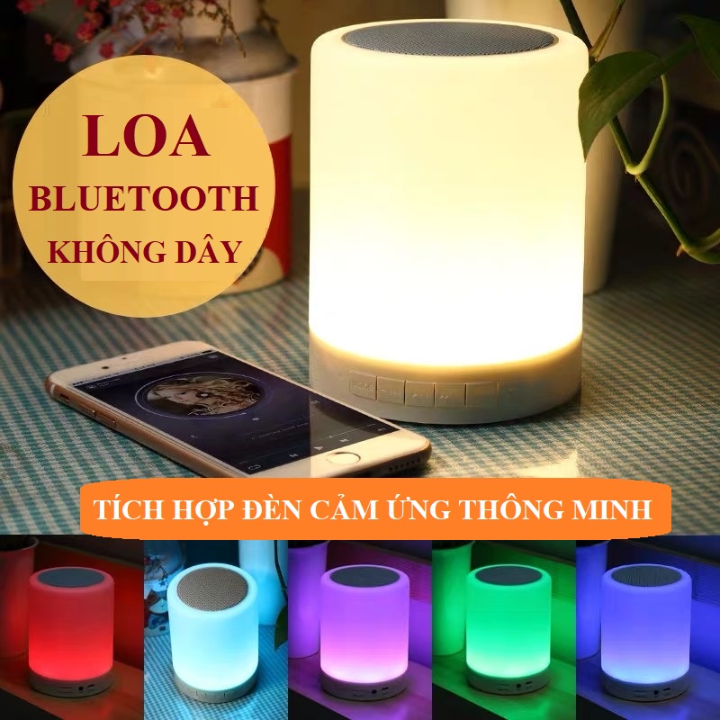 Loa Bluetooth Không Dây 2in1 Kết Hợp Đèn Ngủ, Đèn Led Cảm Ứng Đổi Màu Theo Nhạc THẾ HỆ MỚI