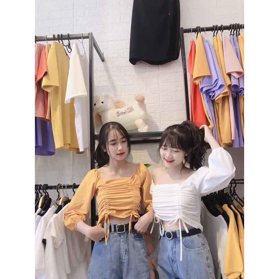 Áo kiểu nữ - Áo tay dài rút dây hai bên - AO063