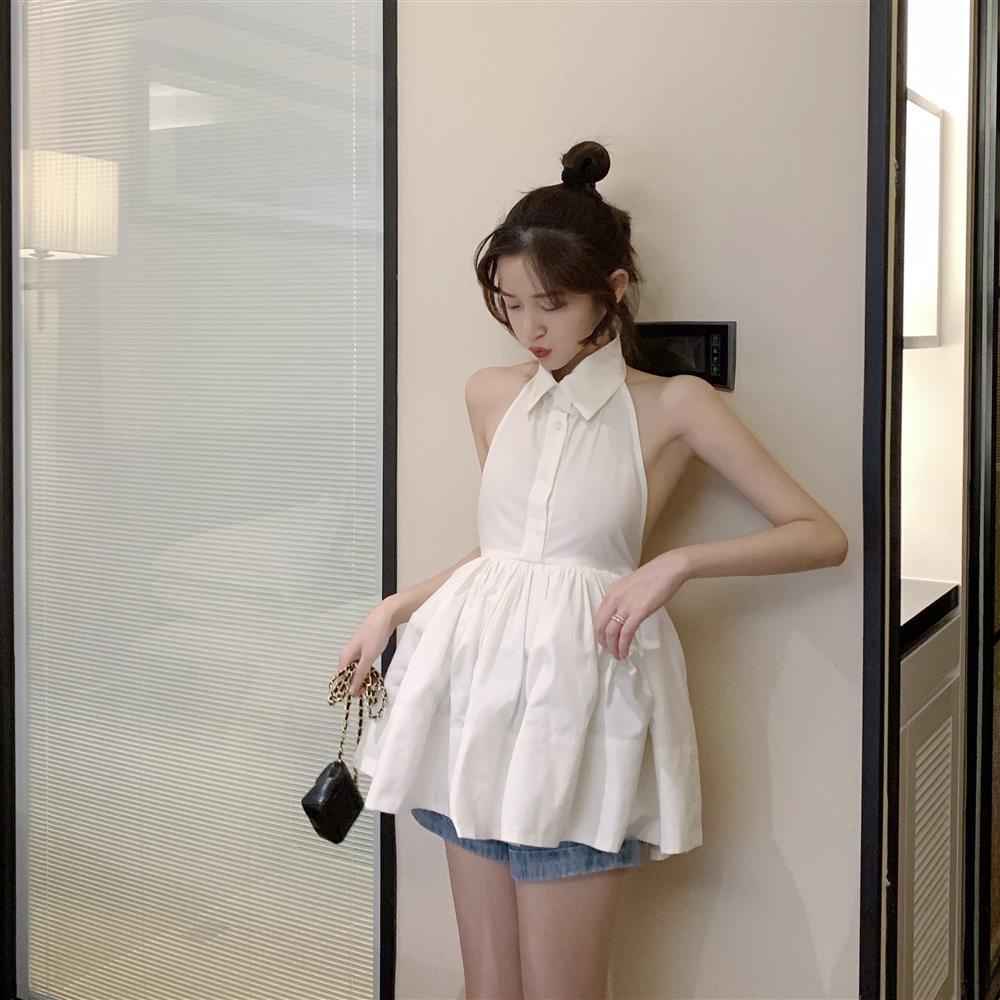 Đầm ngắn chữ A ôm eo màu trắng gợi cảm thời trang mùa hè 2020 cho nữ