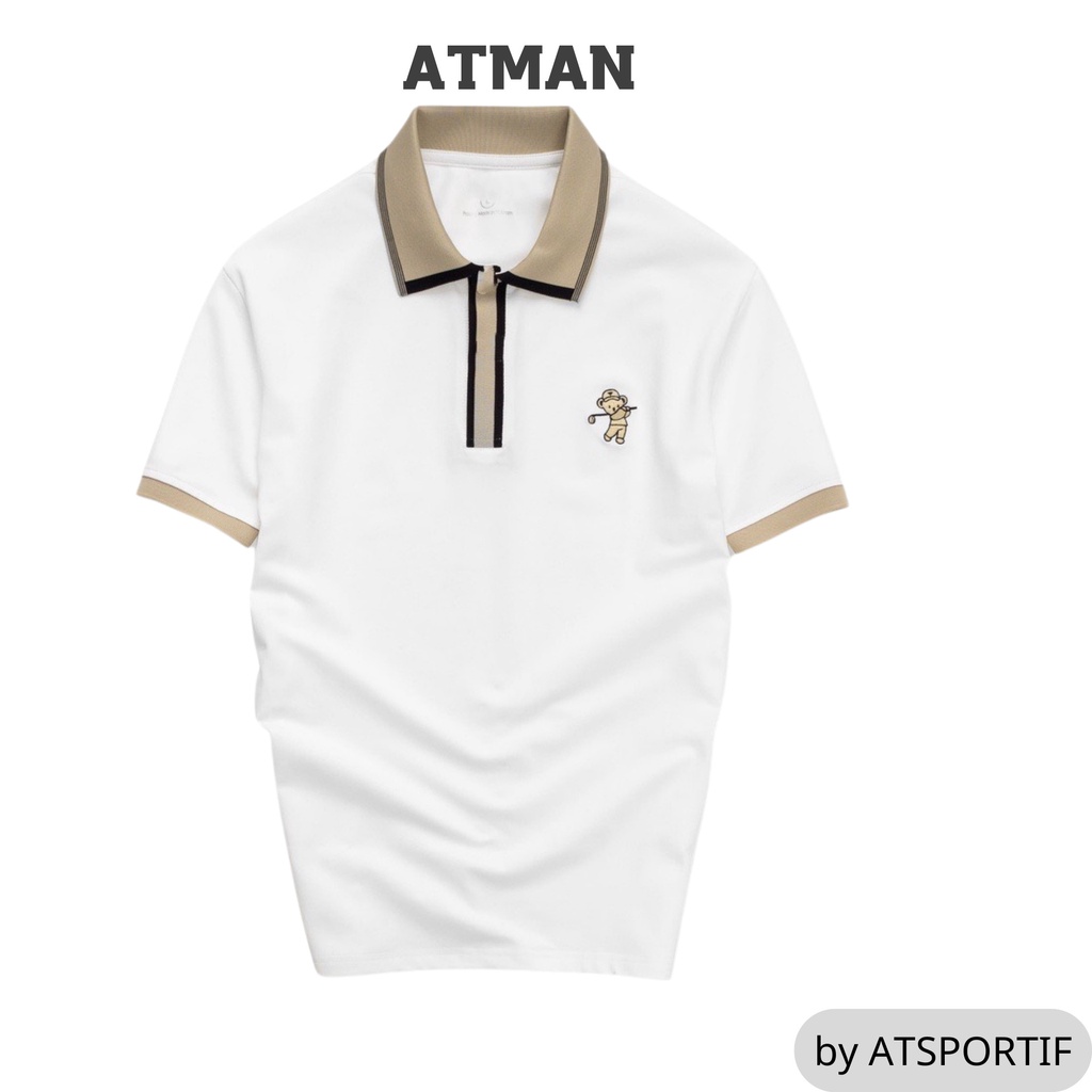Áo Thun Nam Có Cổ Tay Ngắn Polo logo Thêu Cao Cấp ATMAN Thời Trang