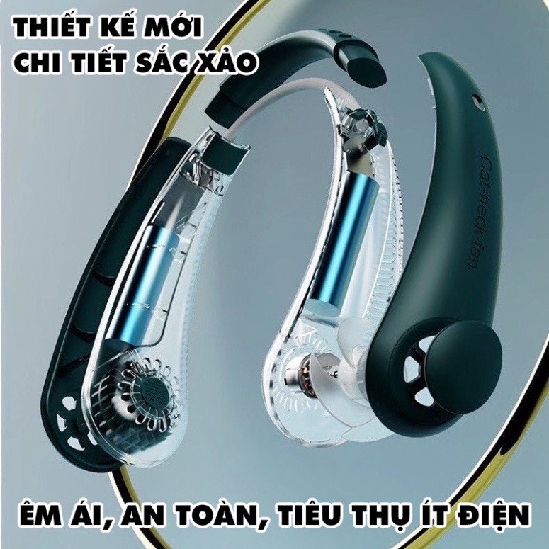 Quạt mini đeo cổ không cánh sạc usb tiện lợi