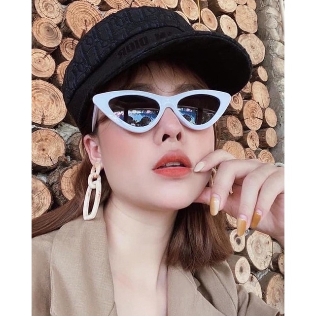 Kính râm kính mát nam nữ sang chảnh gọng trắng vuông chữ nhật  trắng mắt mèo đi biển đi du lịch