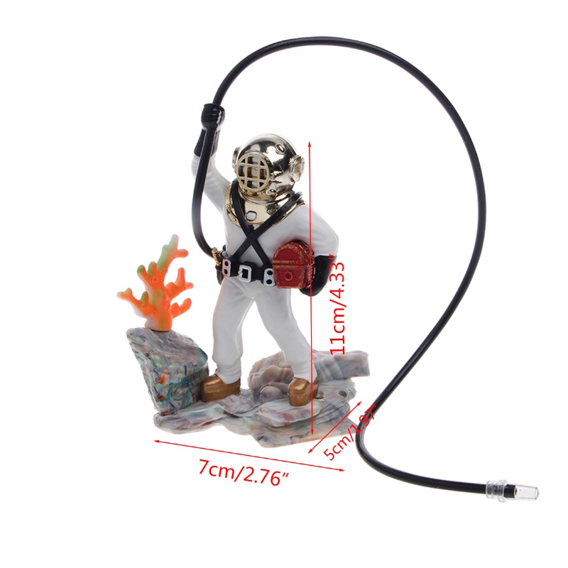 Bộ Đồ Trang Trí Bể Cá Chủ Đề Thợ Săn Kho Báu Nhỏ Bằng Nhựa Resin Kèm Ống Khí