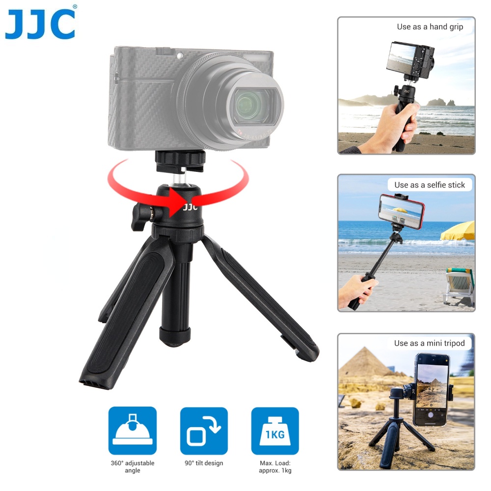 Giá đỡ ba chân JJC mini hỗ trợ 1/4"-20" thích hợp cho máy ảnh Gopro SON RX100/ RIC GR/ CAN G7X