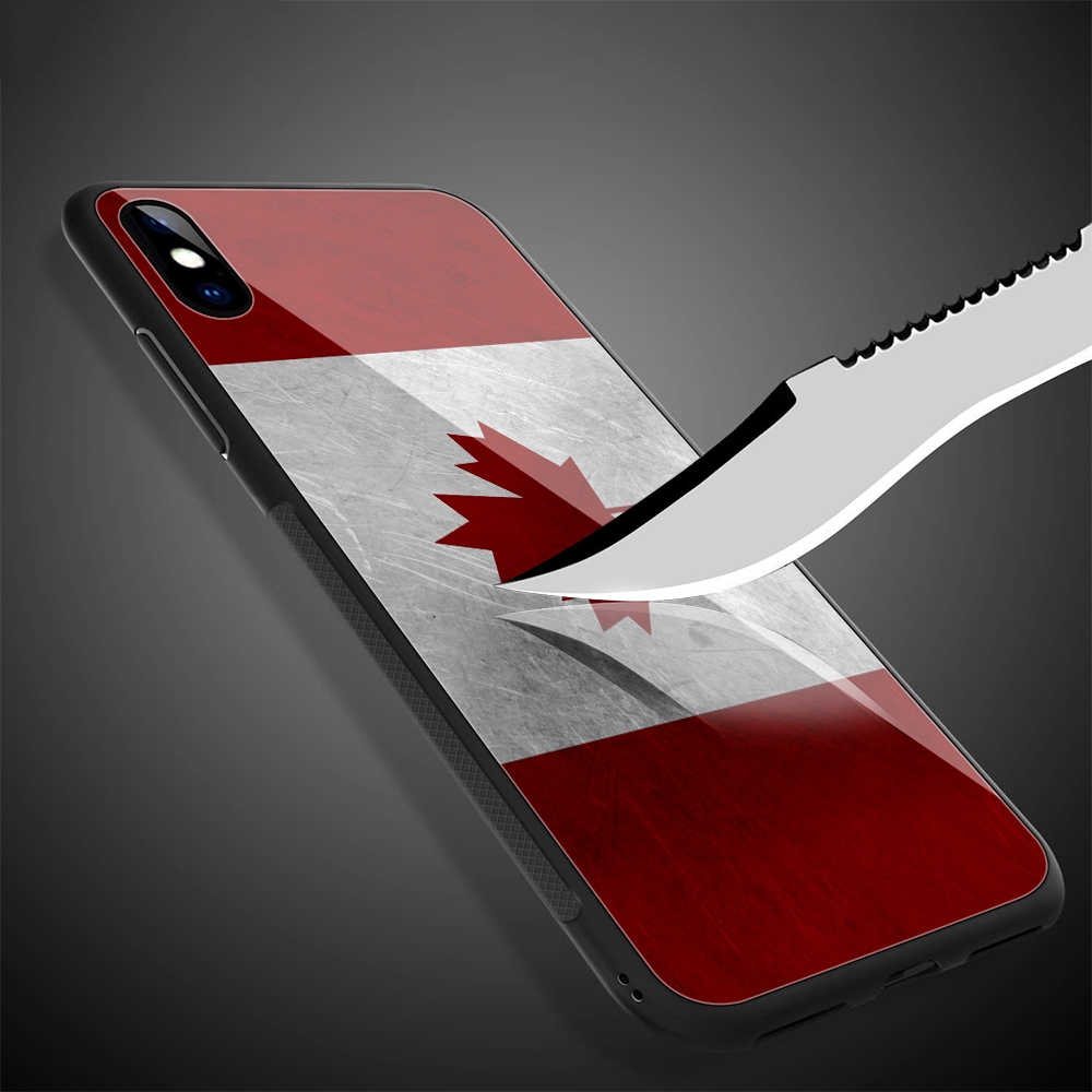Ốp điện thoại in hình cờ lá phong Canada mặt kính 71C thích hợp cho iPhone XS Max XR X 11 Pro 7 8 6 6S Plus