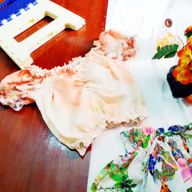 Áo bệt vai croptop nhúng ngực siêu bánh bèo siêu sexy. Vải voan cát dày. Hình thật. ⚡⚡⚡