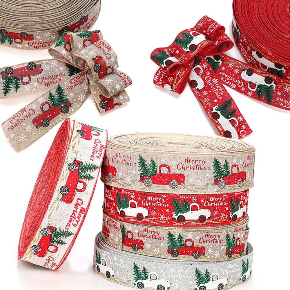 Set 3 Cuộn Dây Ruy Băng Họa Tiết Xe Hơi Trang Trí Giáng Sinh DIY