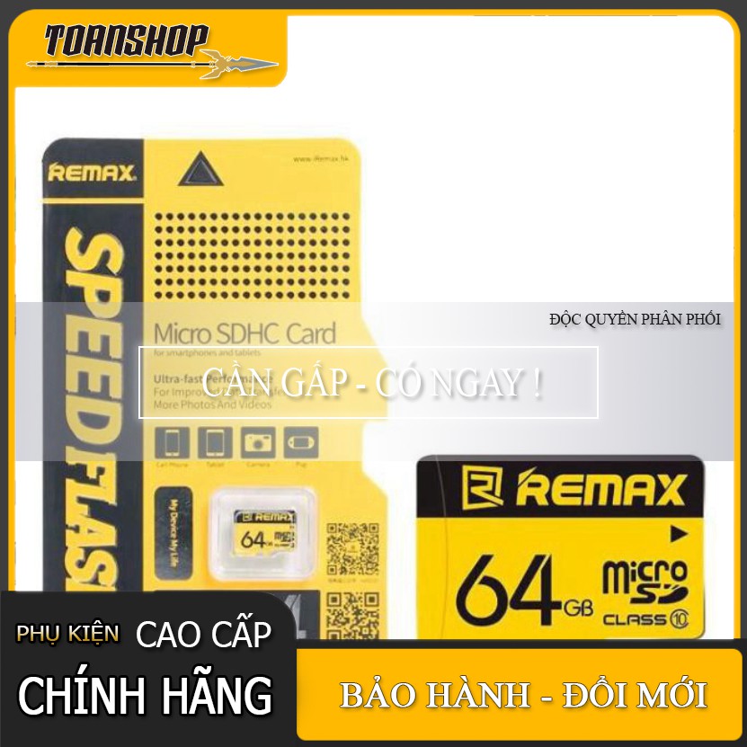 Thẻ nhớ Micro SD Remax 64GB tốc độ Class 10- Hàng chính hãng