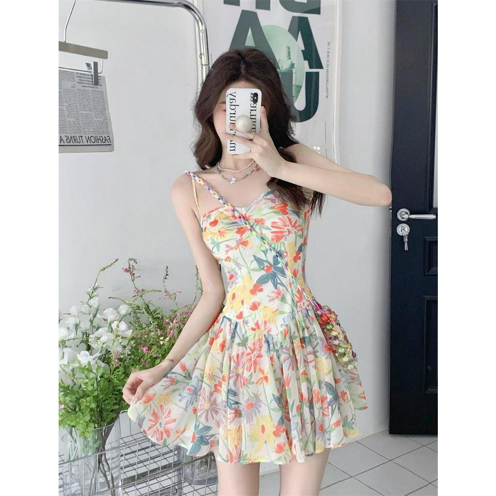 Đầm Hoa Hai Dây Mùa Hè Phong Cách Thái Lan Mới