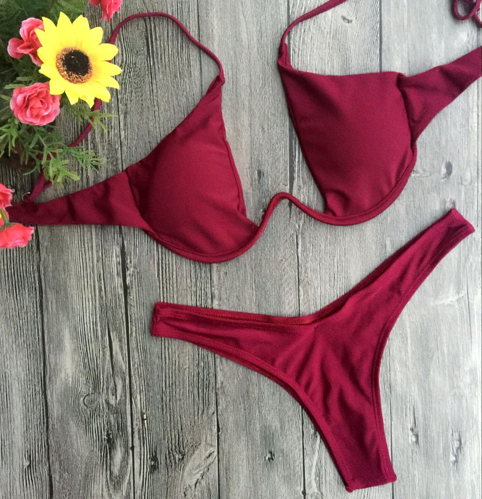 Bộ Bikini 2 Mảnh Có Đệm Nâng Ngực Màu Sắc Thời Trang