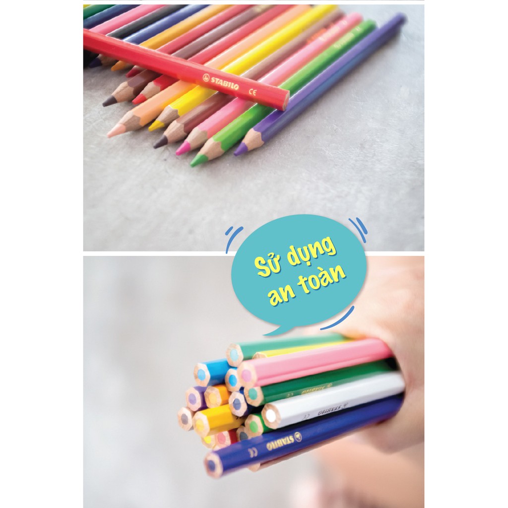 Bút chì màu STABILO Jumbo Colored Pencils hộp 12 màu cây dài (CLJ1877L)