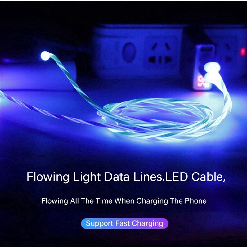 Dây cáp sạc nhanh cho iPhone / Android có đèn LED nhiều màu