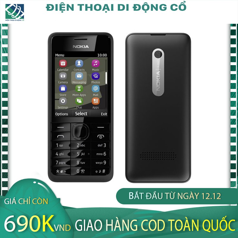 Điện thoại cổ Nokia 301 2 Sim 2 Sóng 3G Nhiều màu sắc, Full Phụ Kiện - BH 1 đổi 1 trong 1 tháng đầu tiên