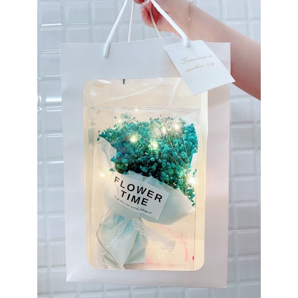 [Quà Tặng 8/3] Set Quà Hoa Baby Khô Kèm Hộp, Túi, Đèn