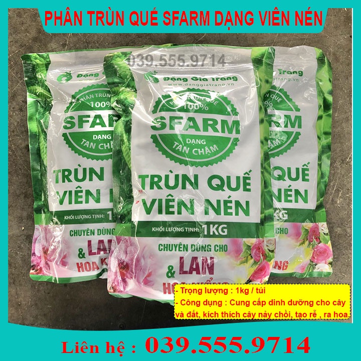 PHÂN BÓN TRÙN QUẾ DẠNG VIÊN SFARM  2KG CHUYÊN DÙNG CHO HOA CÂY CẢNH