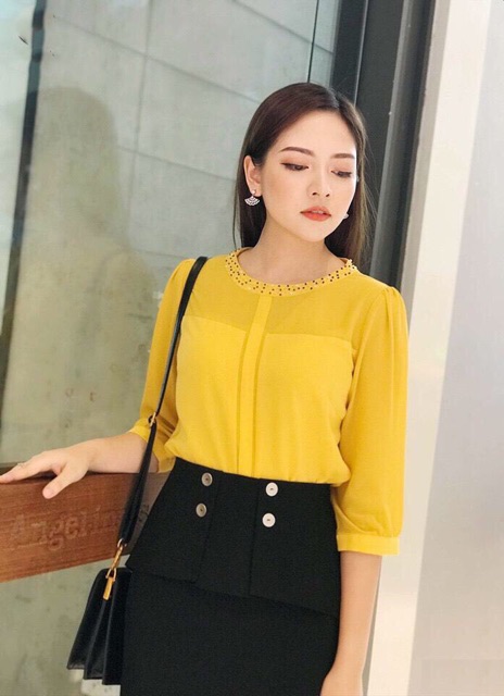 Chân váy bút chì họa tiết  bèo trước kèm 4 khuy gỗ | BigBuy360 - bigbuy360.vn