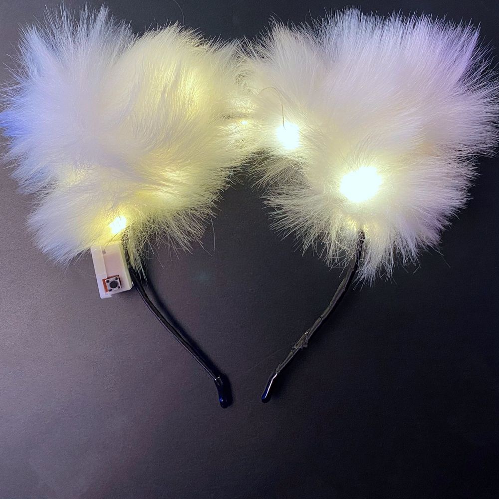 Băng đô cài tóc hình tai mèo bằng lông nhung phát sáng dễ thương phong cách lolita Hàn Quốc dành cho nữ