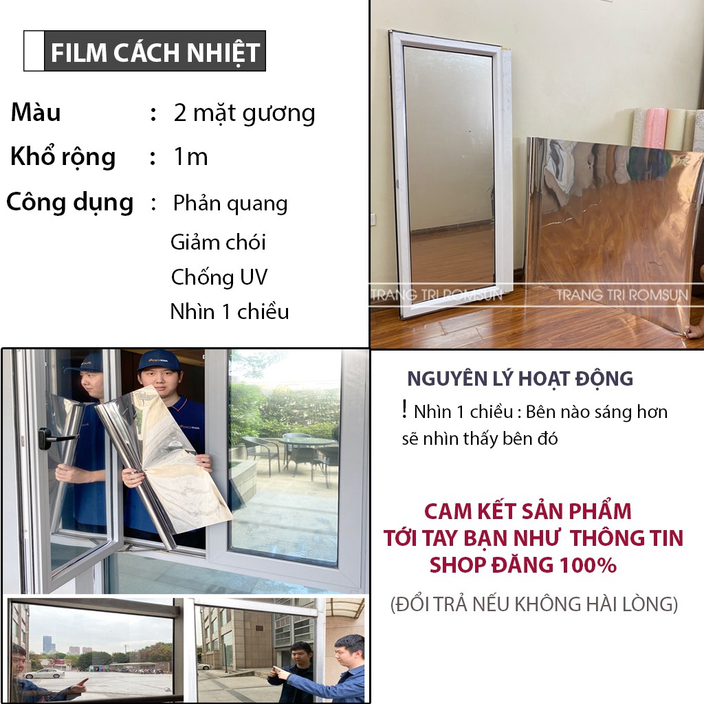 Decal dán kính chống nắng nóng UV cho cửa kính cửa sổ, Giấy dán kính decan chống nhìn trộm phòng ngủ phản quang SPCL-PQ | BigBuy360 - bigbuy360.vn