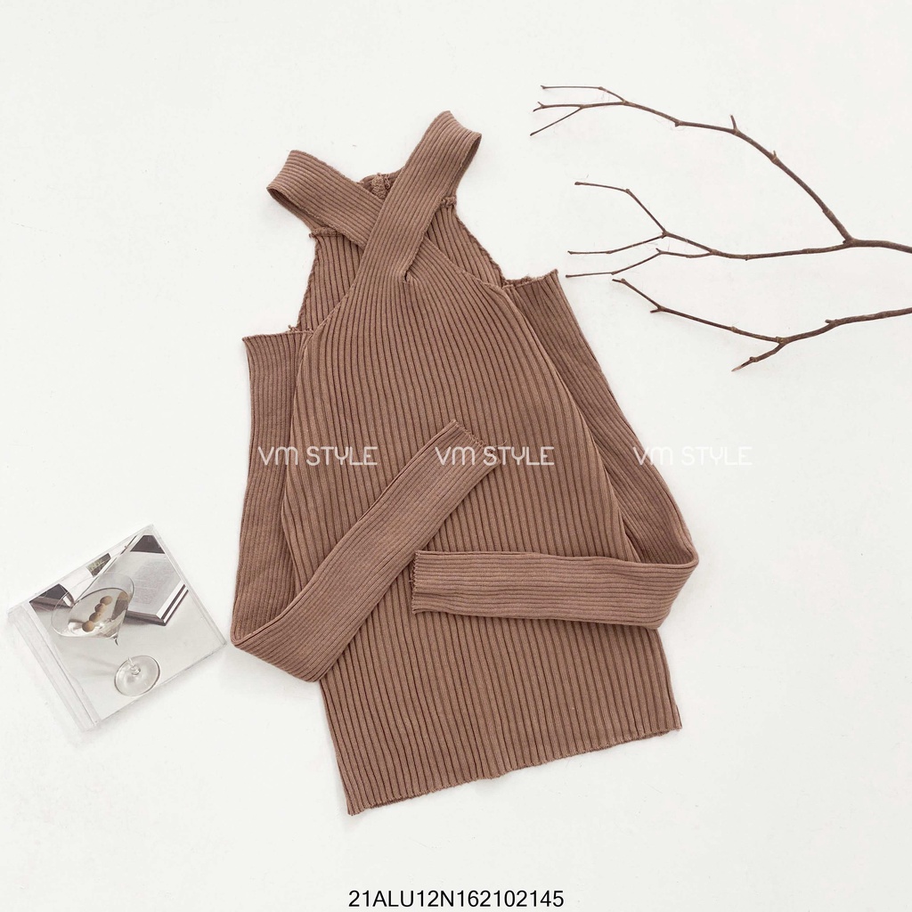 Áo len tay dài cổ chéo hở vai thời trang nữ ulzzang Hàn Quốc Fmstyle Saigon 21ALU12N162102 | BigBuy360 - bigbuy360.vn