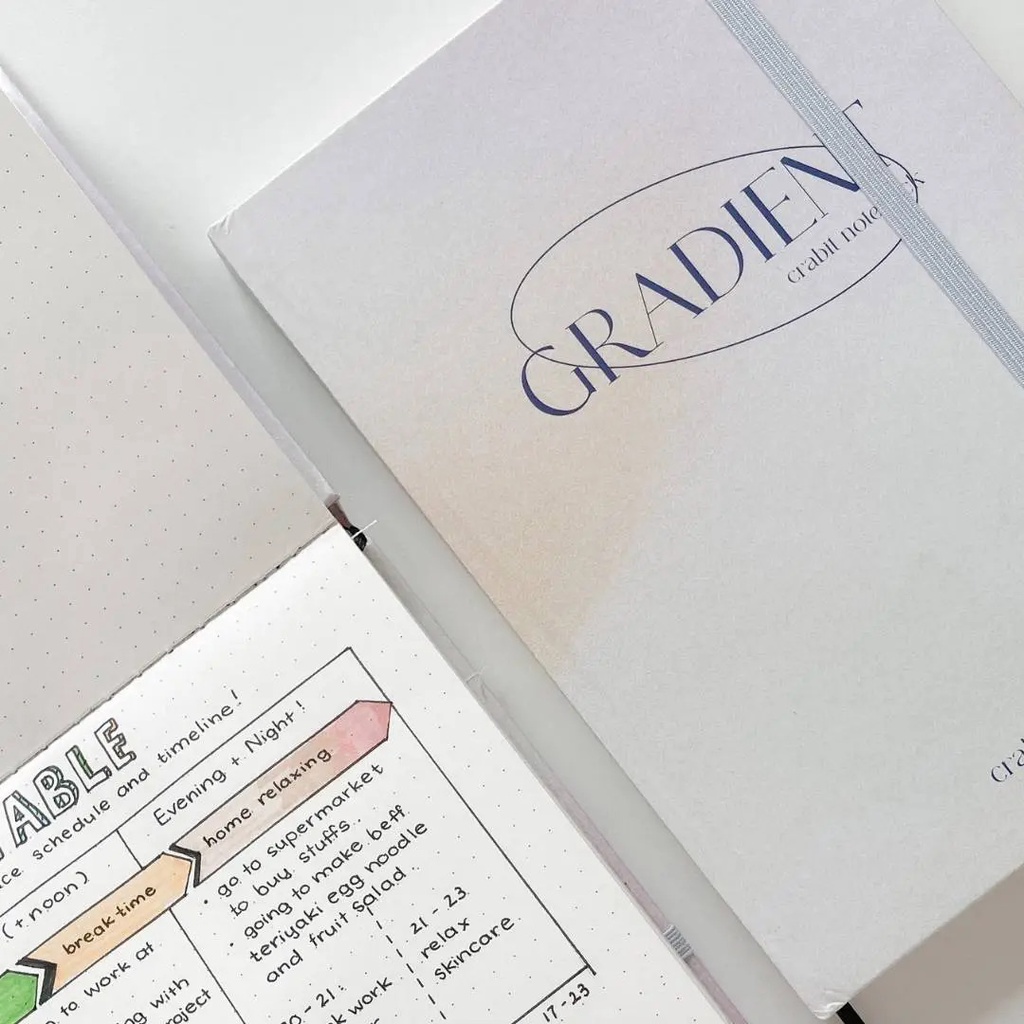 Sổ tay A5 CRABIT GRADIENT 130gsm, ruột kẻ ngang grid chấm dot, ghi chép, bullet journal