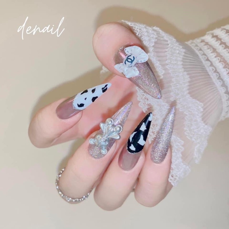 NAIL BOX GIÁ RẺ. SET 10MÓNG UP GẮN CHARM NƠ VÀ GẤU