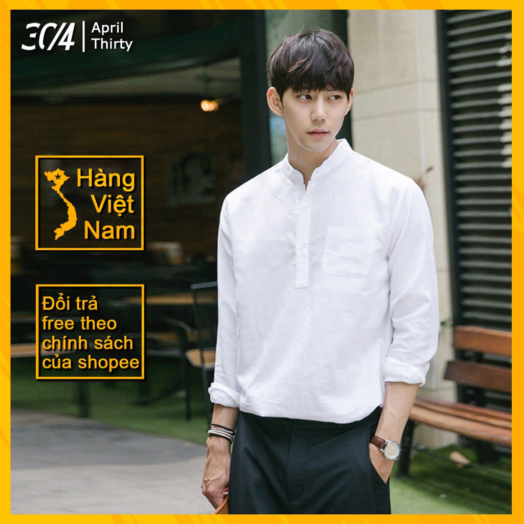 Áo sơ mi cúc nửa ngực chất liệu cotton mát mẻ mùa hè