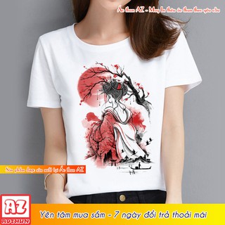 Áo thun in hình Geisha phong cách Nhật Bản - Form rộng F2021