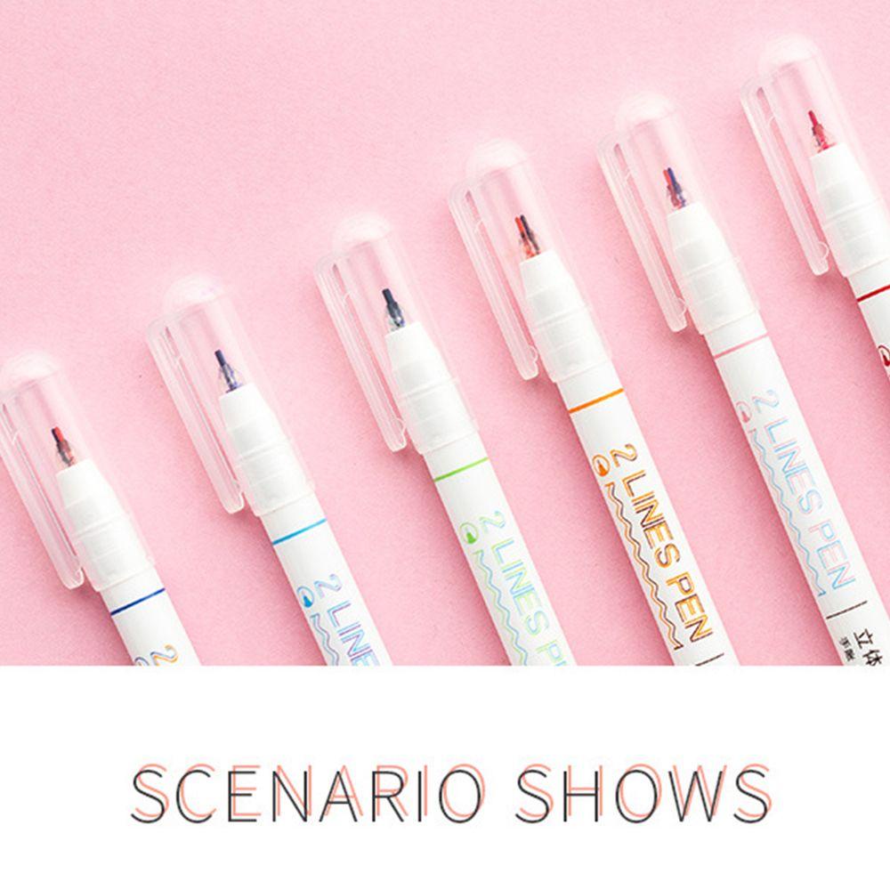 Set 6 Bút Mực Gel Hai Màu Ngòi 0.5mm Trang Trí Sổ Tay / Nhật Ký / Văn Phòng / Trường Học