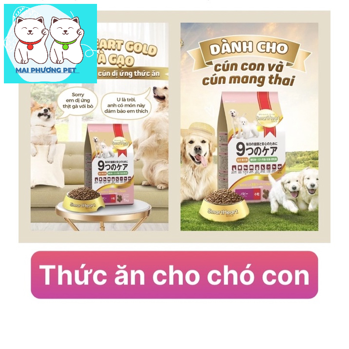 Thức ăn cho chó cỡ nhỏ Smartheart Gold 1kg (2 loại) Thích hợp cho chó poodle &amp; Phốc