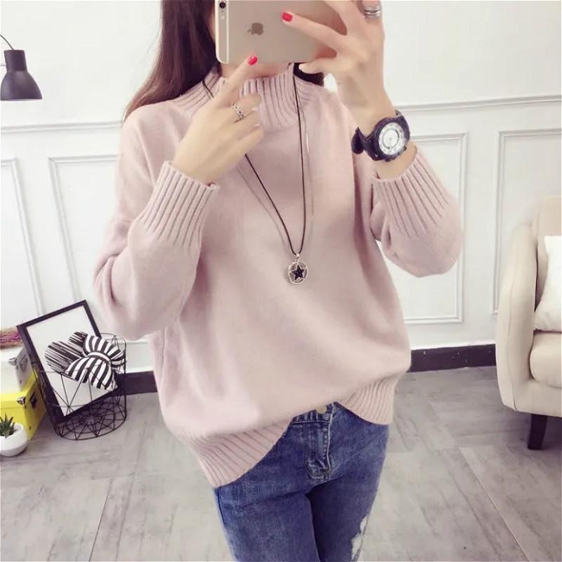 Áo Dệt Kim Trắng Cổ Cao Dáng Rộng Phong Cách Hàn Quốc Cho Nữ