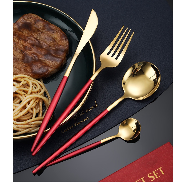 Bộ 4 dụng cụ ăn uống bằng thép không gỉ phong cách Trung Hoa cho năm mới