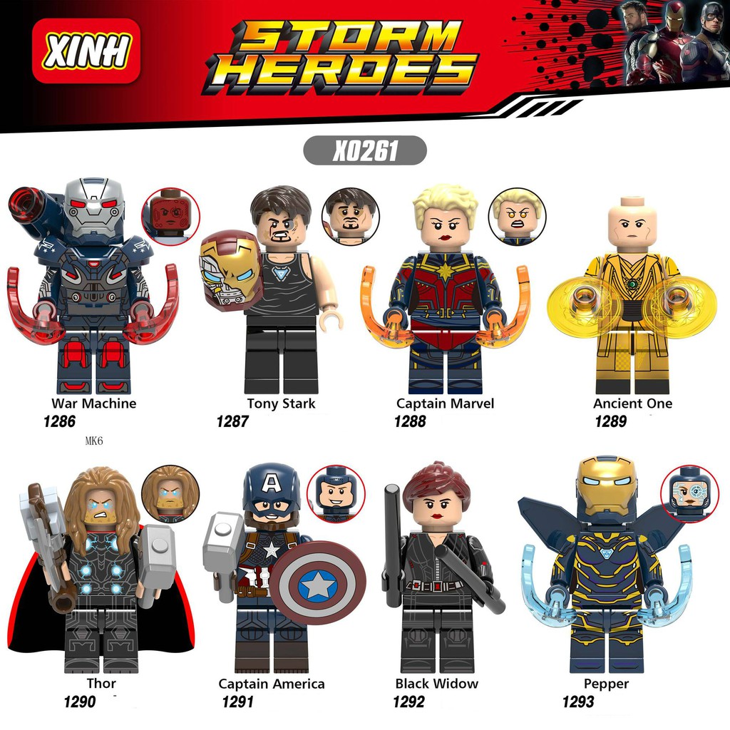 Minifigures Siêu Anh Hùng Thor War Machine Captian Pepper X0261 - Mini Marvel